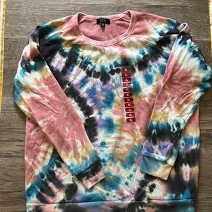 Modern canvas tie die pullover sweatshirt womens xl brand new